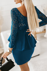 Lace Detail Long Sleeve Mini Dress